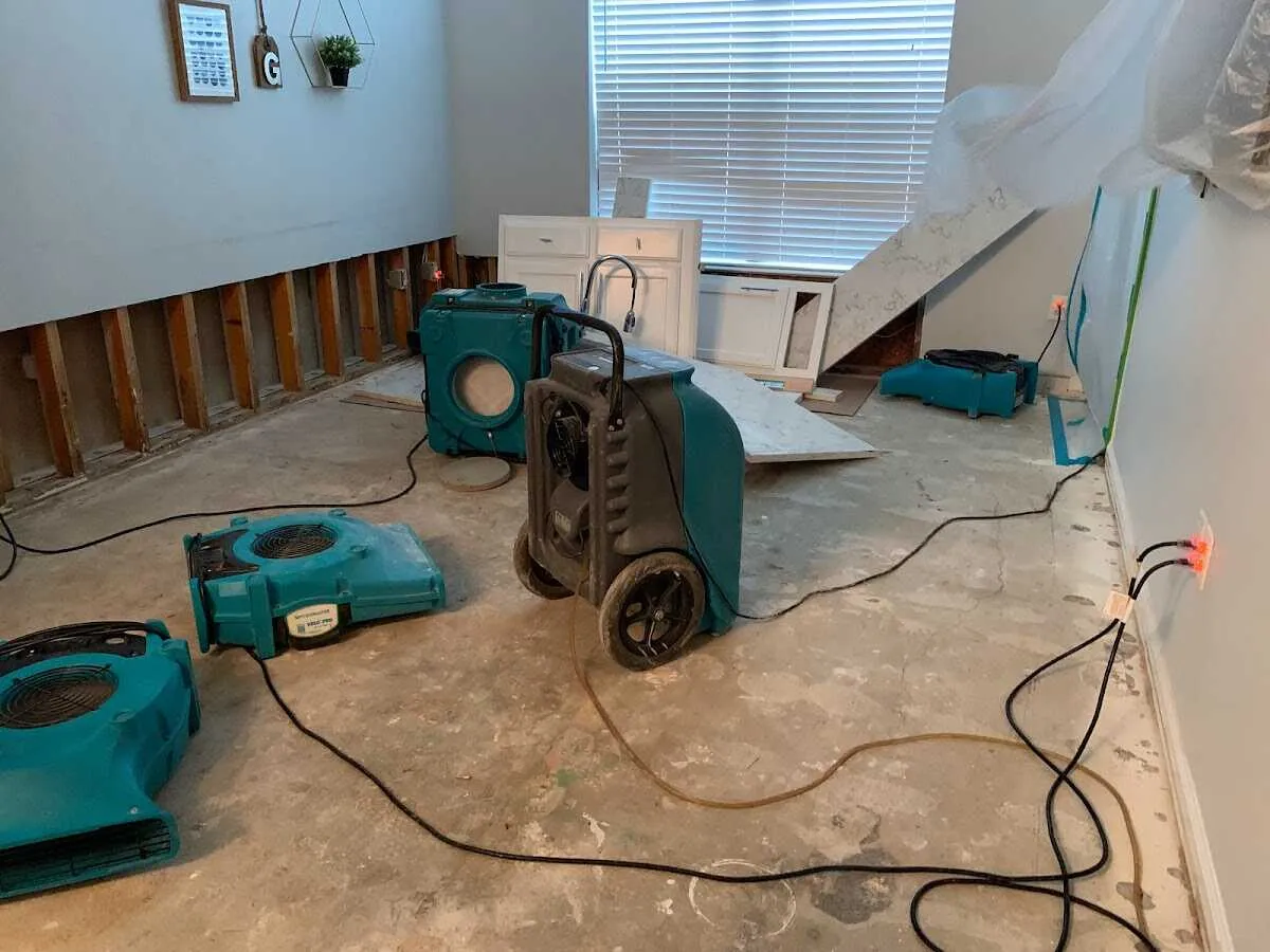 Dehumidifier in flood-cut room for Water Damage Restoration in Moab